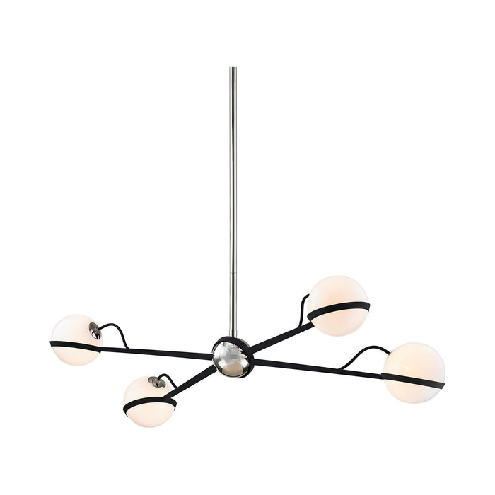 Ace Linear Pendant Light in Carbide Black / Polish Nickel Accents.