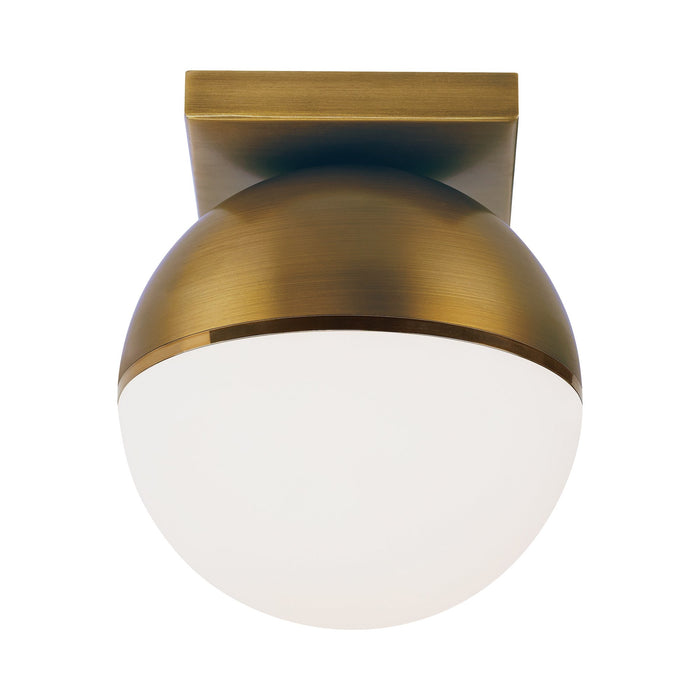 Akova LED Flush Mount Ceiling Light in Aged Brass / Bright Brass.