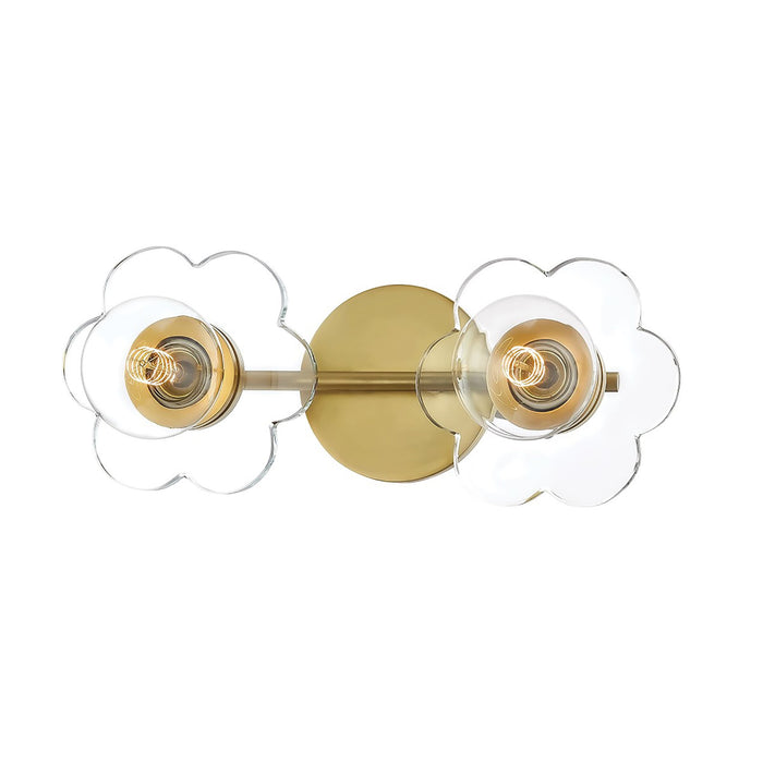 Alexa Bath Vanity Light in Brass and Clear.