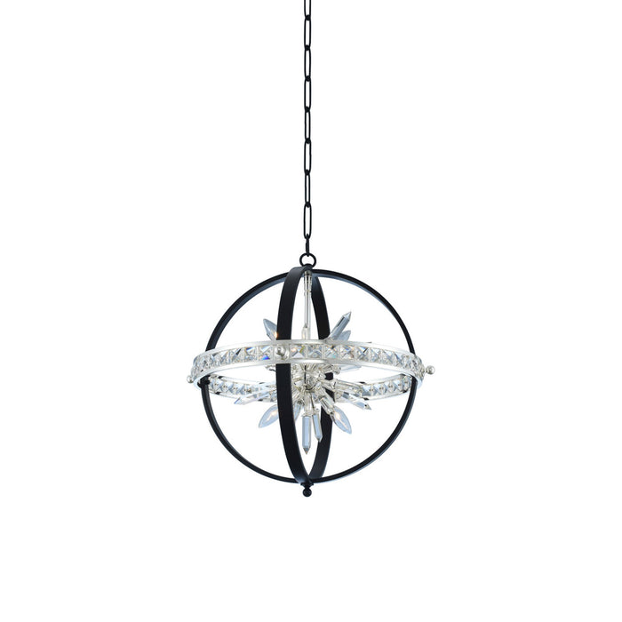 Angelo Pendant Light in Matte Black/Polished Silver (Small).