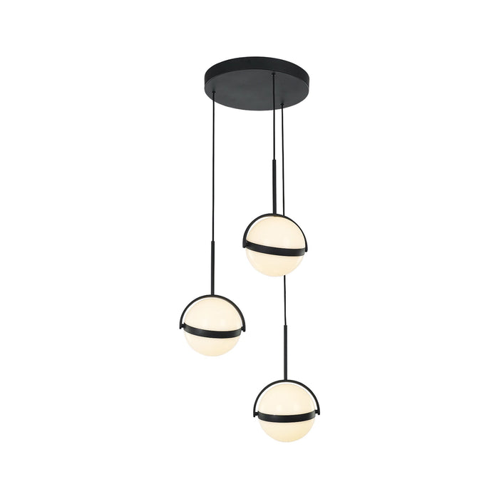 Globo LED Pendant Light in 3-Light/Matte Black.