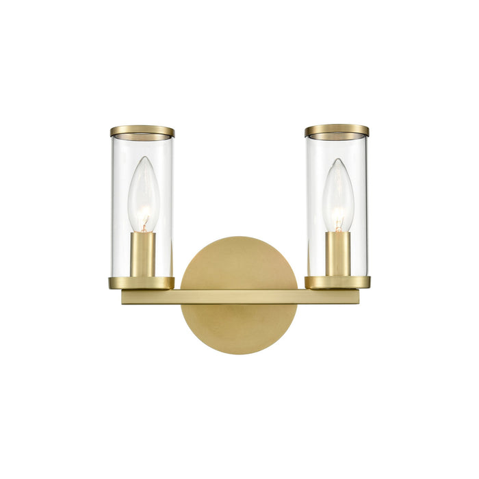 Revolve Bath Vanity Wall Light in 2-Light/Natural Brass.
