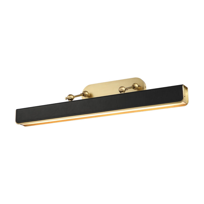 Valise LED Picture Light in Large/Vintage Brass/Tuxedo Leather .