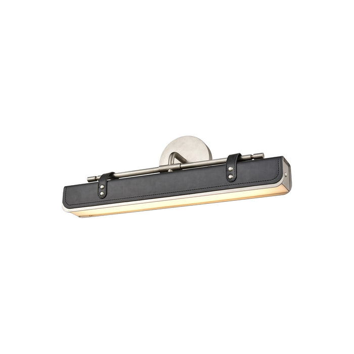 Valise LED Wall Light in Small/Aged Nickel /Tuxedo Leather.