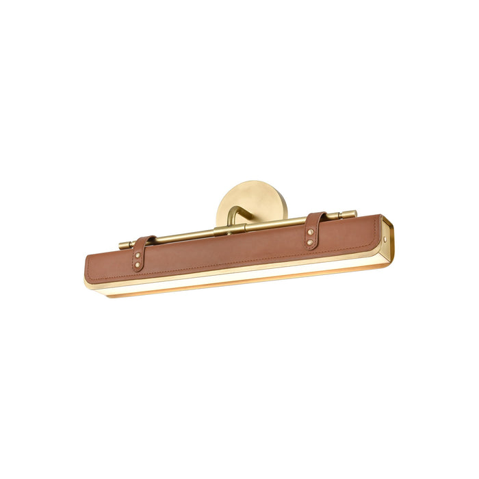 Valise LED Wall Light in Small/Vintage Brass/Cognac Leather.