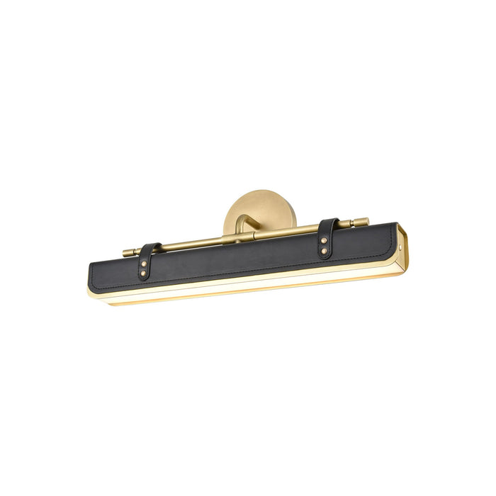 Valise LED Wall Light in Small/Vintage Brass| Tuxedo Leather.