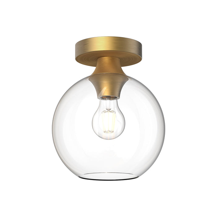 Castilla Flush Mount Ceiling Light in Aged Gold/Clear Glass (Small).