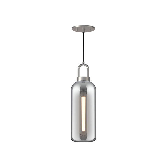 Soji Pendant Light in Brushed Nickel/Smoked Solid Glass (Small).