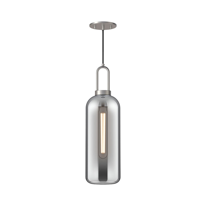 Soji Pendant Light in Brushed Nickel/Smoked Solid Glass (Large).
