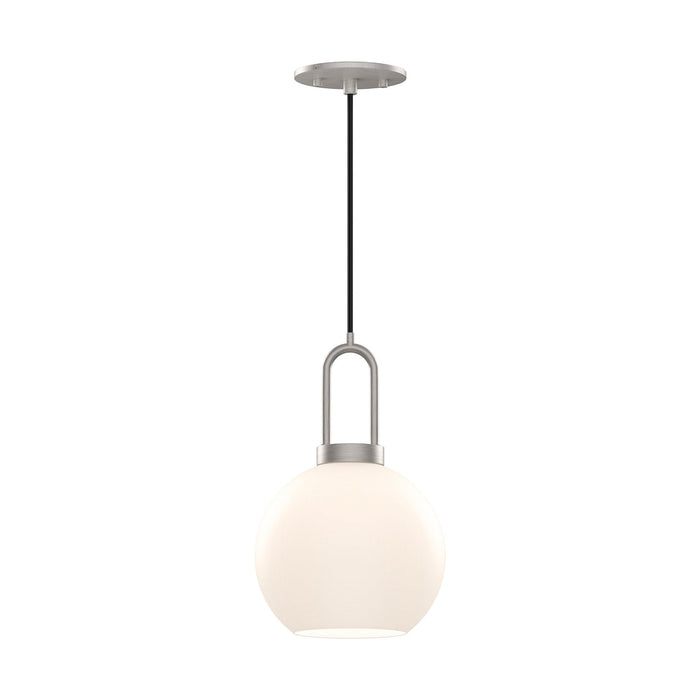 Soji Round Pendant Light in Brushed Nickel/Opal Matte Glass (Small).
