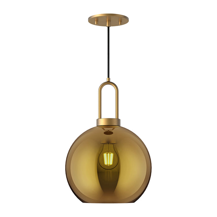 Soji Round Pendant Light in Aged Gold/Copper Glass (Large).