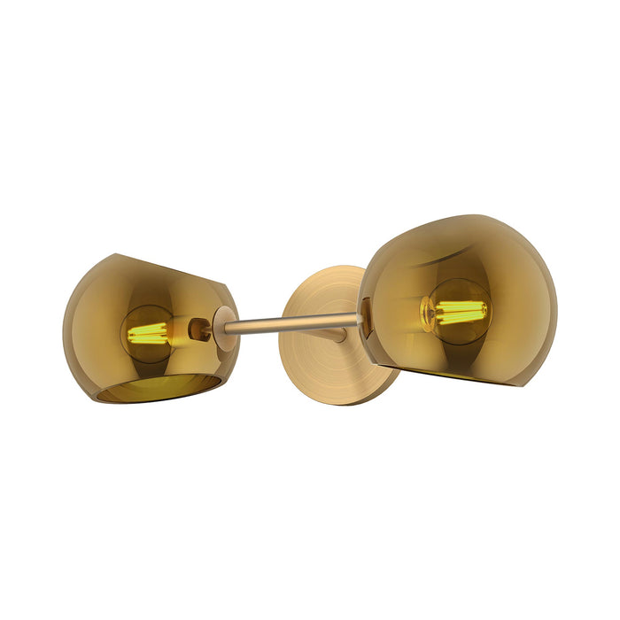 Willow Bath Vanity Light in Brushed Gold/Copper Glass.