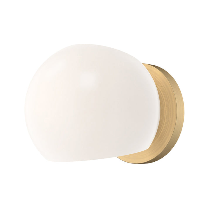 Willow Bath Wall Light in Brushed Gold/Opal Matte Glass.