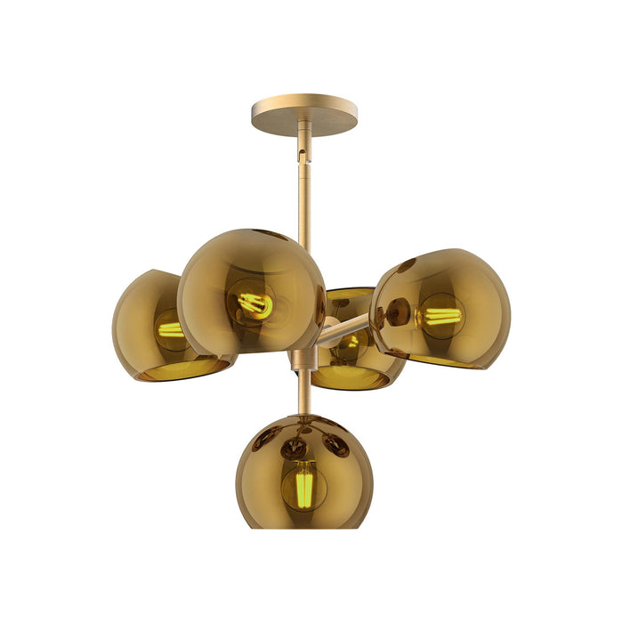 Willow Chandelier in Brushed Gold/Copper Glass (5-Light).