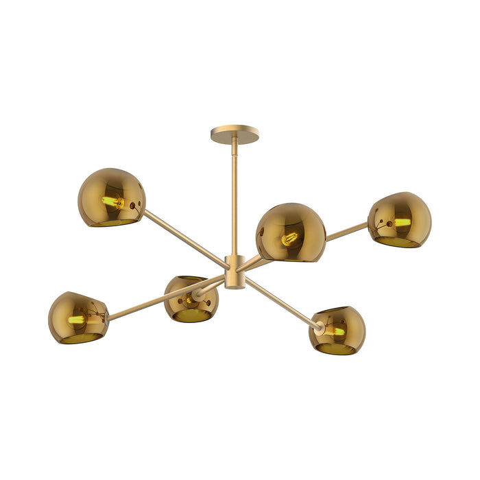 Willow Chandelier in Brushed Gold/Copper Glass (6-Light).