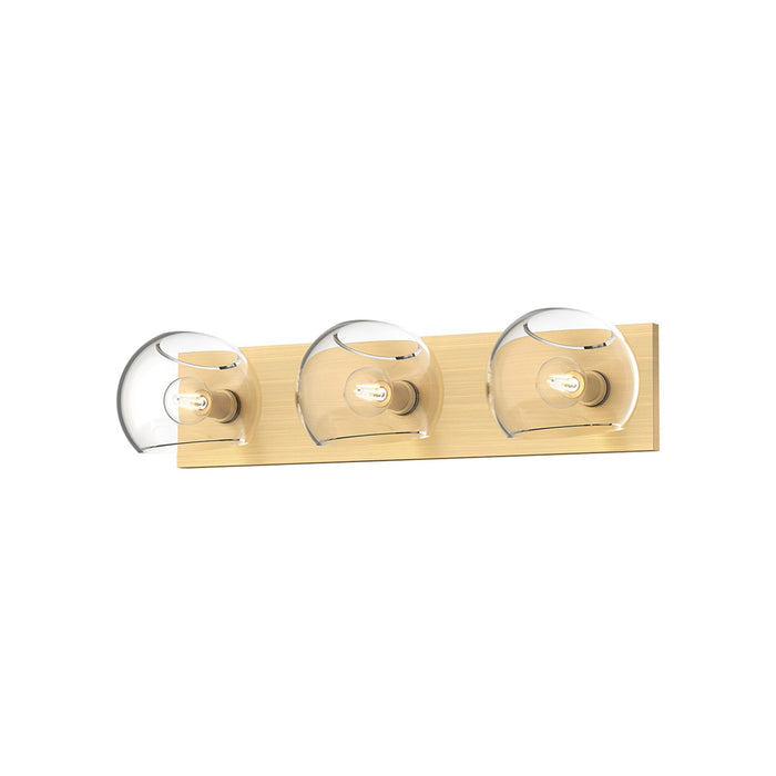 Willow Vanity Wall Light in Brushed Gold/Clear Glass (3-Light).