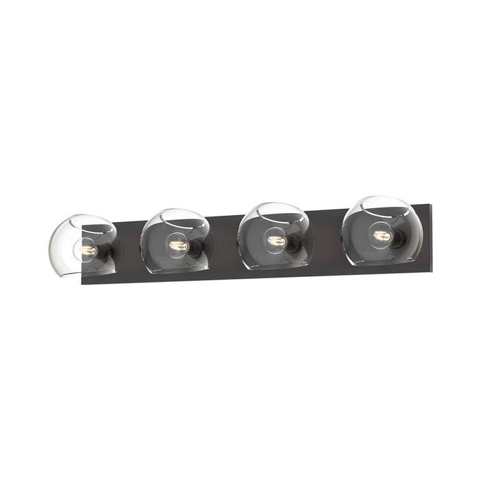 Willow Vanity Wall Light in Matte Black/Clear Glass (4-Light).