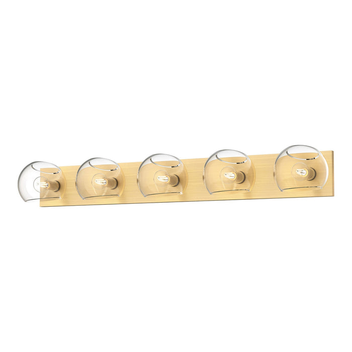 Willow Vanity Wall Light in Brushed Gold/Clear Glass (5-Light).