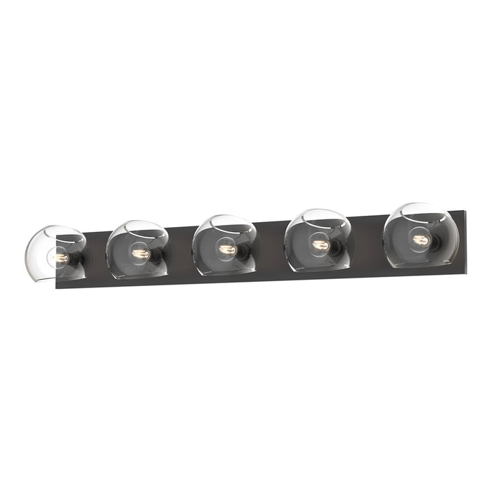 Willow Vanity Wall Light in Matte Black/Clear Glass (5-Light).