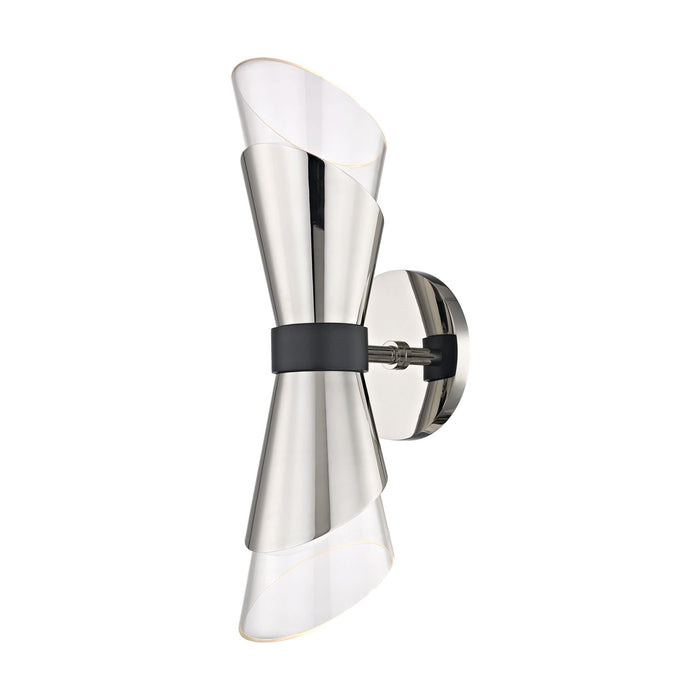 Angie Wall Light in Polished Nickel / Black/2-Light.