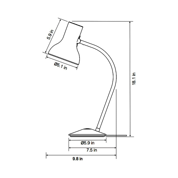 Type 75 Table Lamp - line drawing.