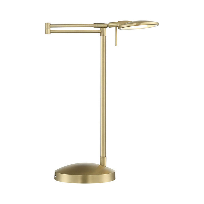 Dessau Turbo Swing LED Table Lamp in Satin Brass.