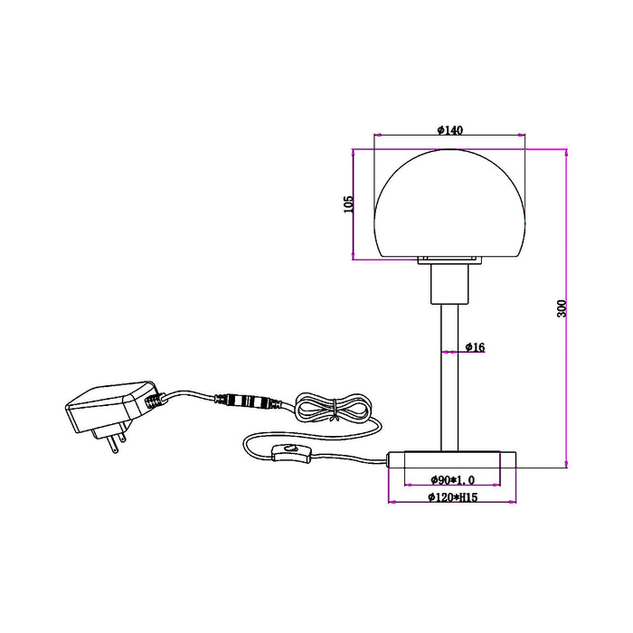 Wilhelm LED Table Lamp - line drawing.