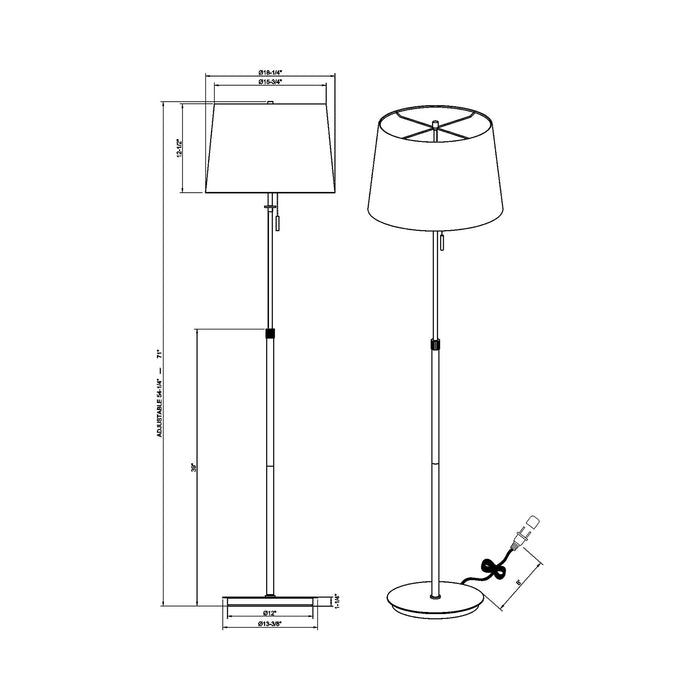 X3 Floor Lamp - line drawing.