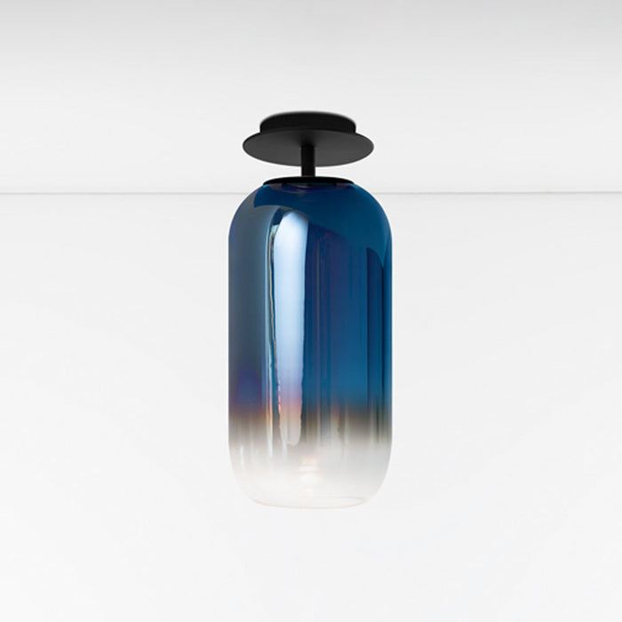 Gople Mini Semi-Flush Mount Ceiling Light - Black/Blue / Small.