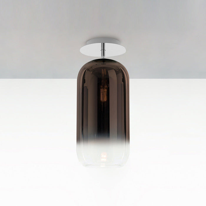 Gople Mini Semi-Flush Mount Ceiling Light - Transparent/Bronze / Small.