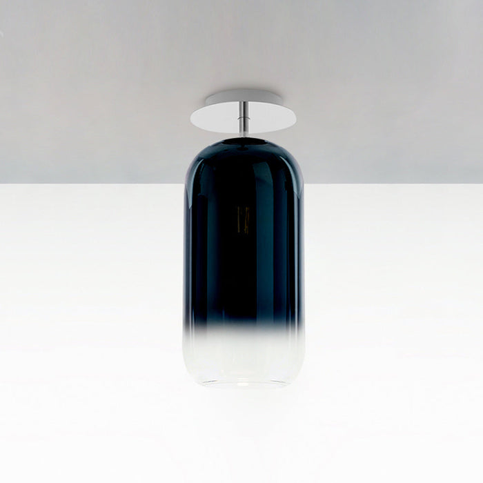 Gople Mini Semi-Flush Mount Ceiling Light - Transparent/Blue / Small.