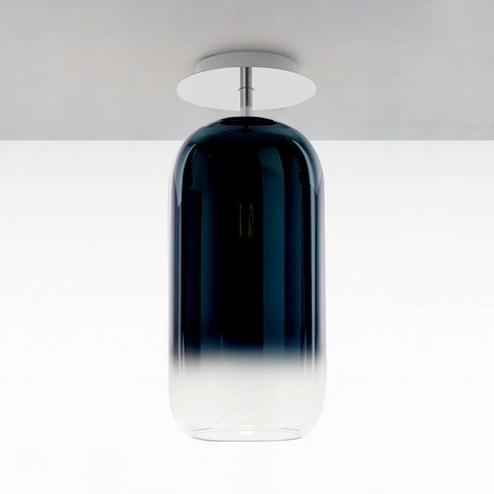  Gople Mini Semi-Flush Mount Ceiling Light - Transparent/Blue / Large.