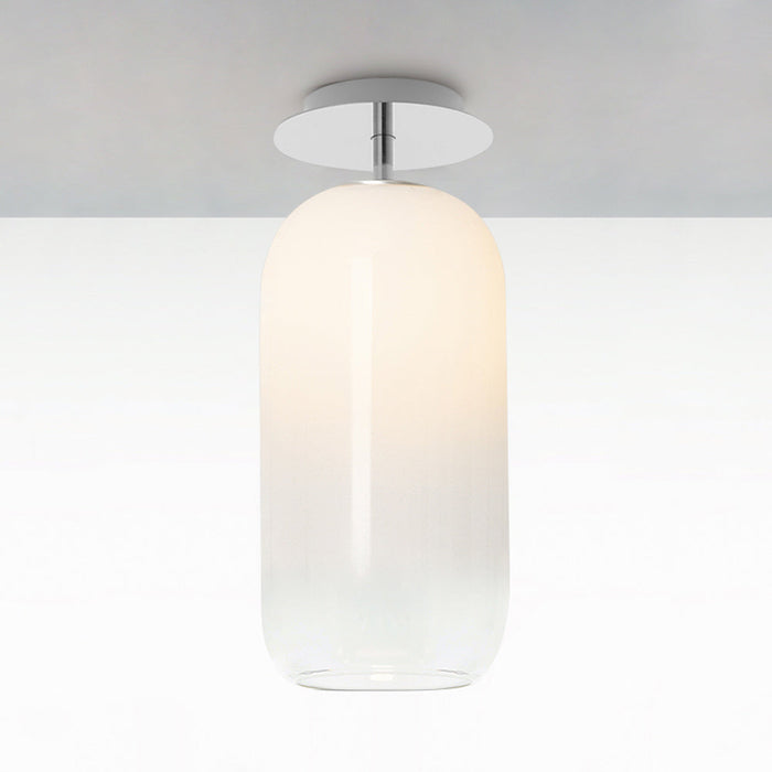 Gople Mini Semi-Flush Mount Ceiling Light - Transparent/Glass White / Large.