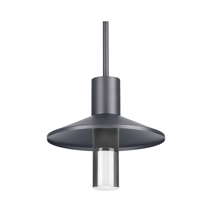 Ash Outdoor LED Pendant Light with Clear Cylinder in Charcoal.