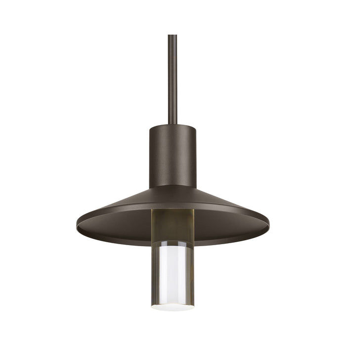 Ash Outdoor LED Pendant Light with Clear Cylinder in Bronze.