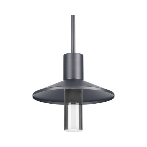 Ash Outdoor LED Pendant Light with Clear Cylinder in Black.