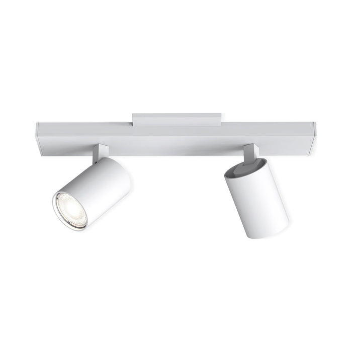 Ascoli Twin Semi Flush Ceiling Light in Textured White.