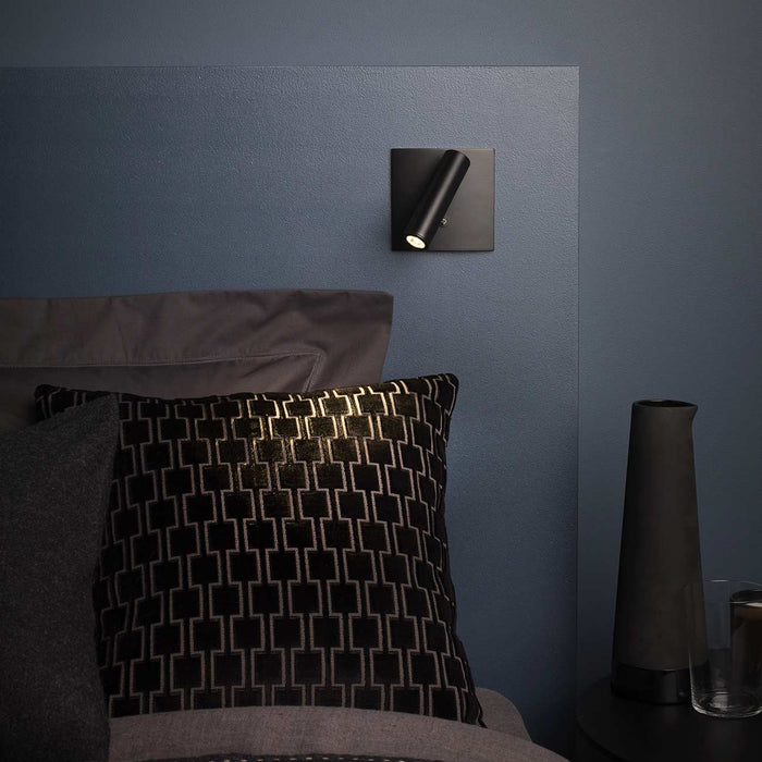 Enna Square LED Wall Light in bedroom.