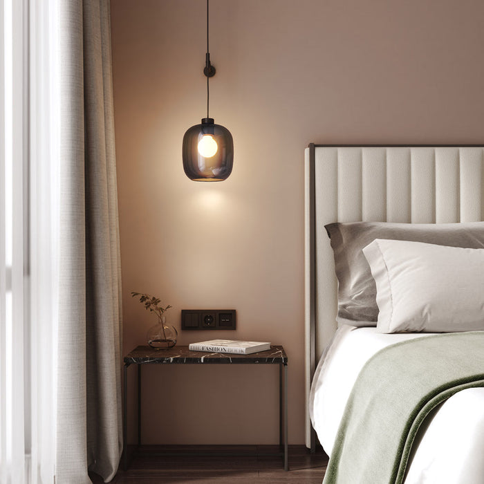 Tacoma LED Pendant Light With Wall Kit in bedroom.
