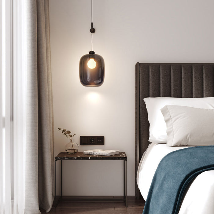 Tacoma LED Pendant Light With Wall Kit in bedroom.