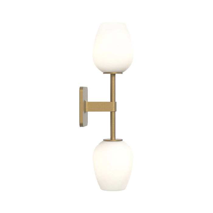 Tacoma Twin LED Wall Light in Antique Brass/Tulip Glass.