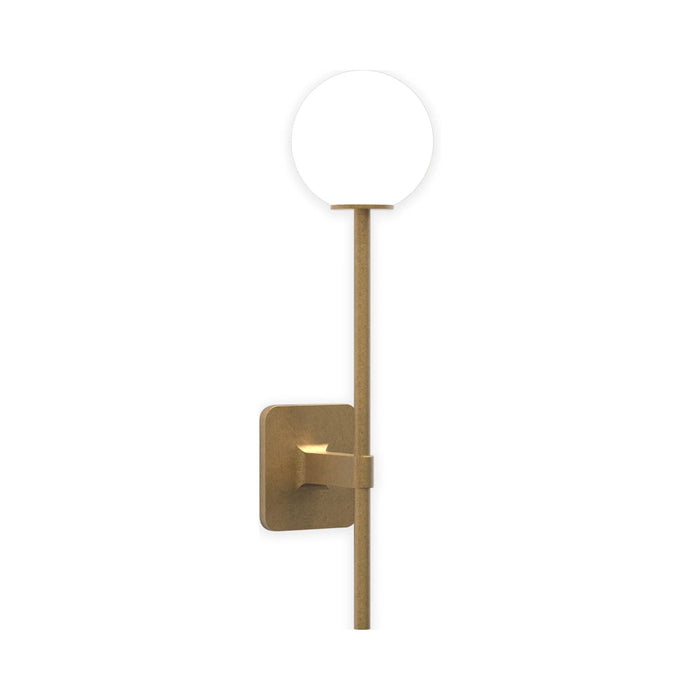 Tacoma Wall Light in Antique Brass/White Glass (Grande).
