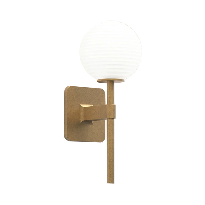 Tacoma Wall Light in Antique Brass/White Ribbed Glass (Small).