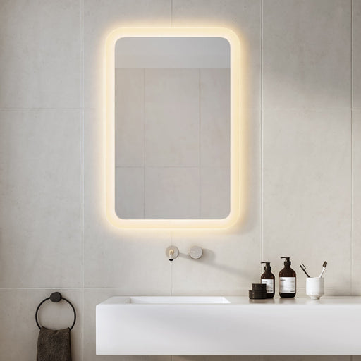 Varenna Rectangle LED Illuminated Mirror in bathroom.