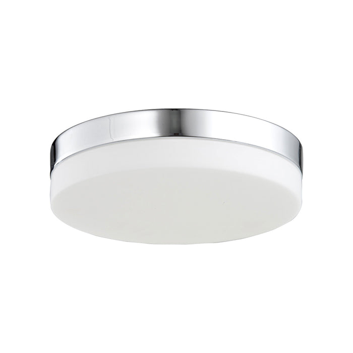 Cermack St Round Flush Mount Ceiling Light in Small/Polished Chrome.