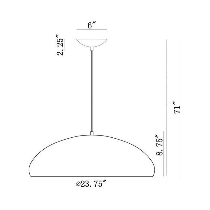 Doheny Dome Pendant Light - line drawing.