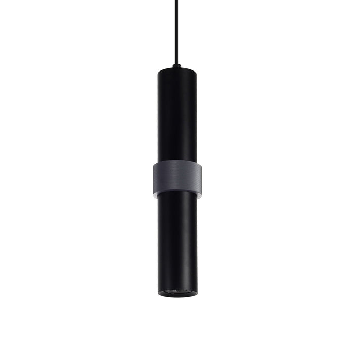 Cicada Band Pendant Light in Black with Dark Grey Knurled Ring.