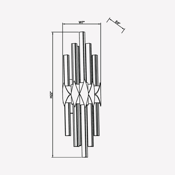 Glacier Cylindrical LED Wall Light - line drawing.