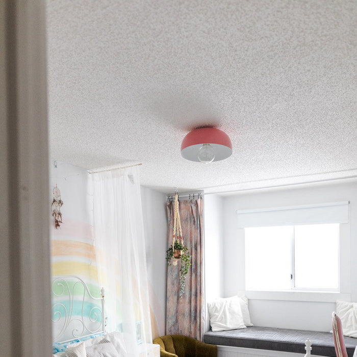 Avery 1-Light Semi-Flush Mount Ceiling Light in bedroom.