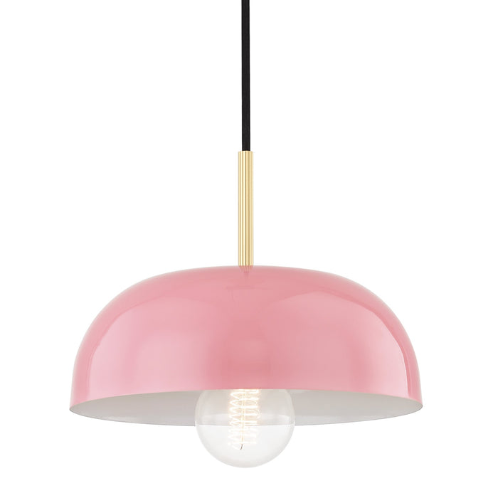 Avery Pendant Light in Aged Brass / Pink/Small.